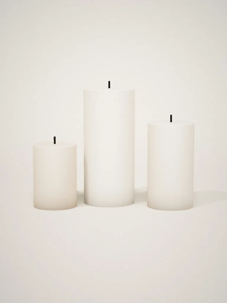 Ivory Pillar Candle Trio